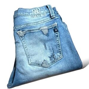 ROCK and REPUBLIC Jeans Mens 34x32 Blue Denim Straight Stretch Faded Grunge